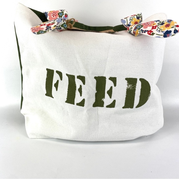 CLARINS Feed Ten Canvas Tote Bag Recycled
Floral Handle White Green - NWT - Picture 14 of 14